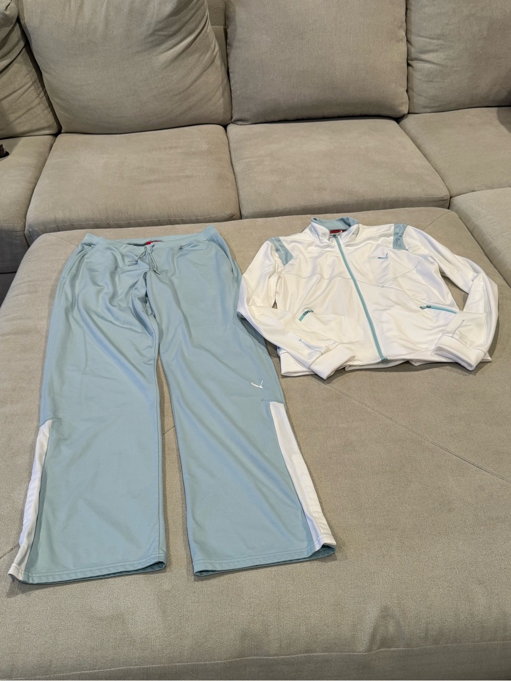 PUMA Light Blue & White Womens Track Pants and Jacket Set